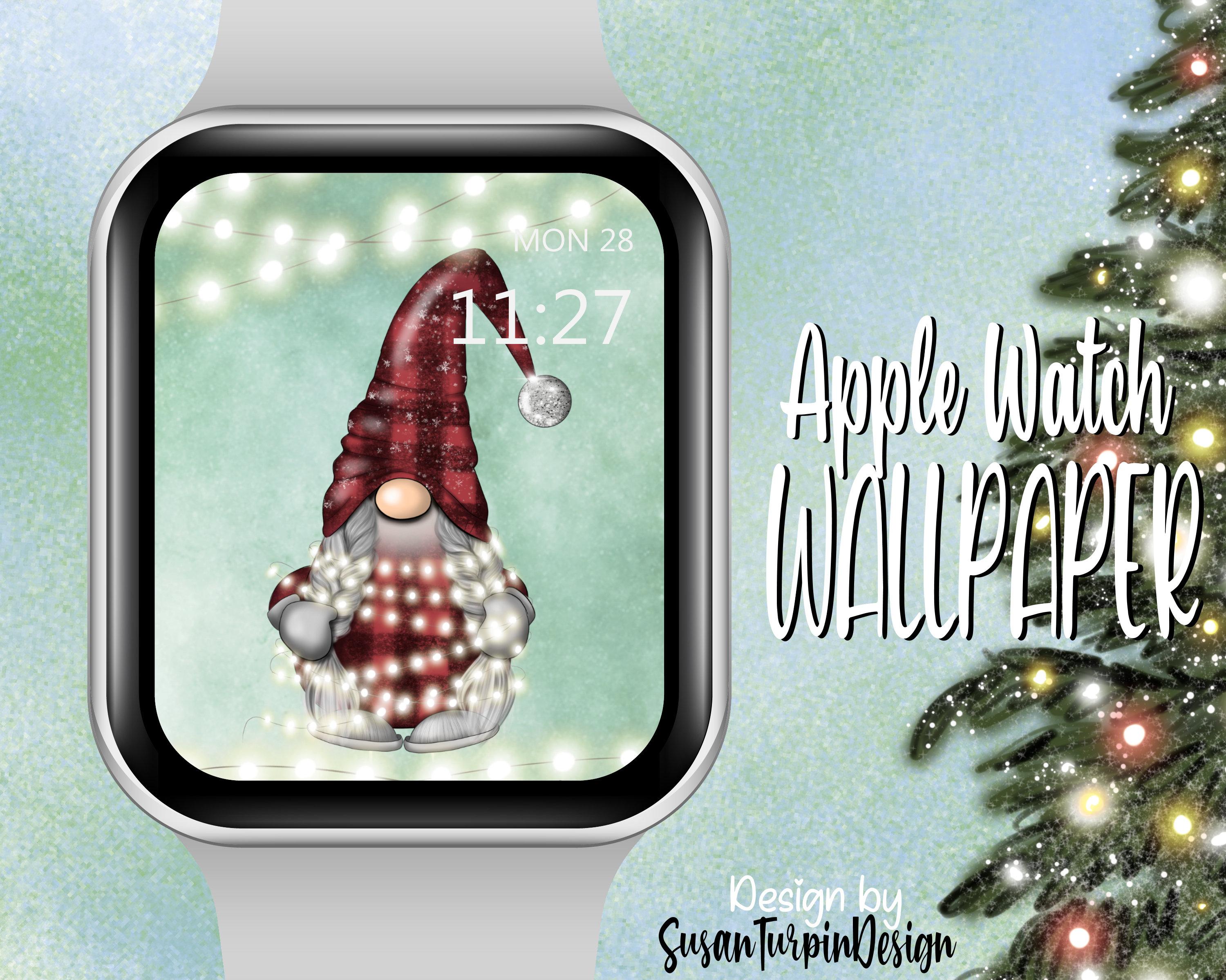 Christmas Plaid Gnome Apple Watch Face Wallpaper