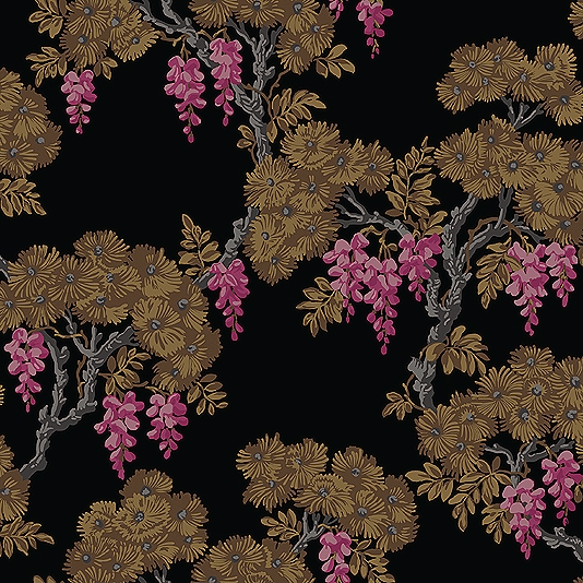 Wisteria Wallpaper A Multicoloured Rich Design Reminiscent Of Urushi