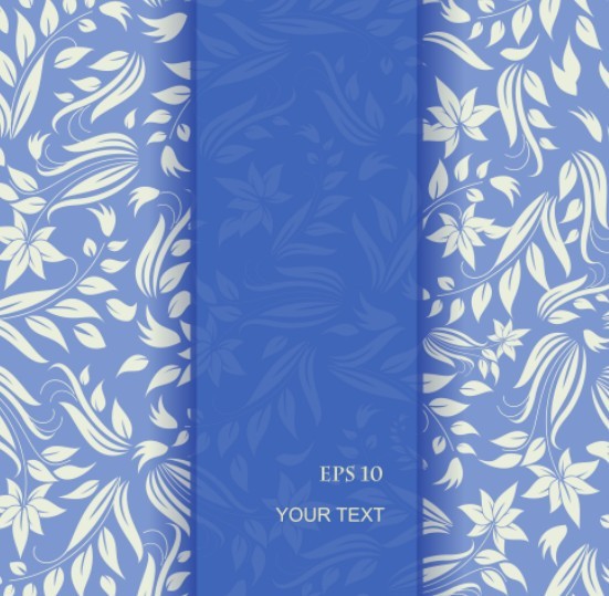 White Elegant Floral Patterns On A Blue Background In Eps Format