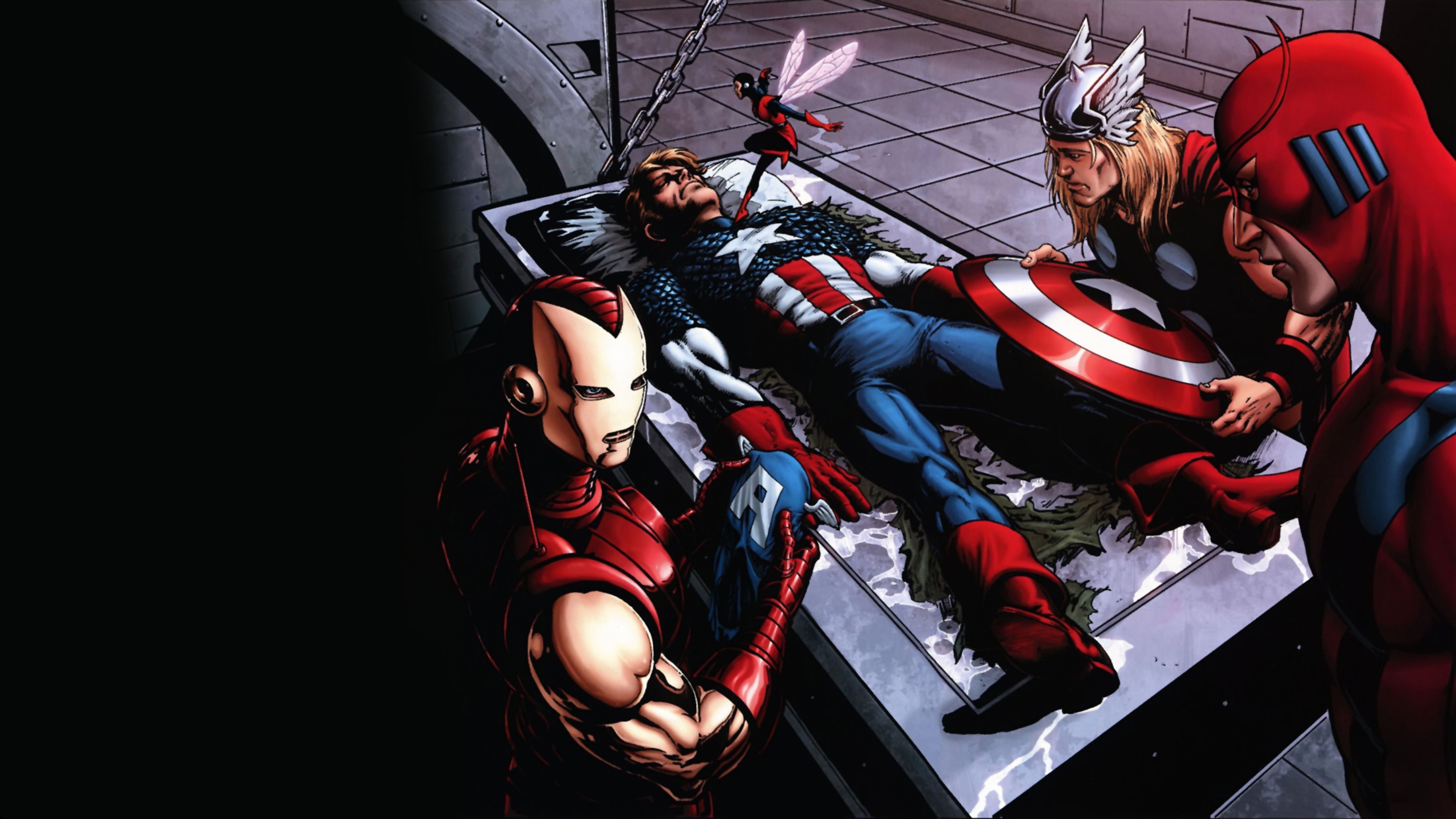 Wallpaper Ics Marvel Thor Captain America Iron Man 4k