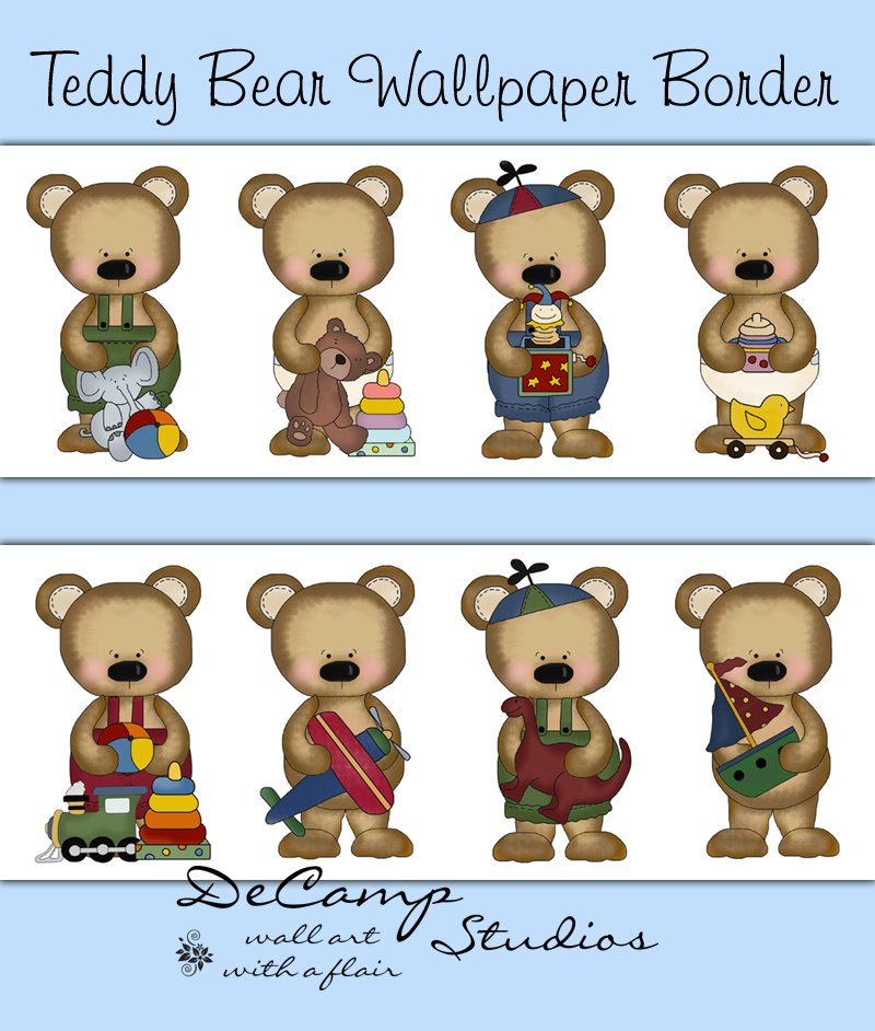 Teddy Bear Wallpaper Border Wall Decals Baby Boy Nursery Decor