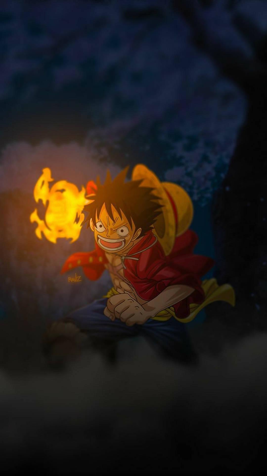 Download Luffy With Fire One Piece IPhone Wallpaper