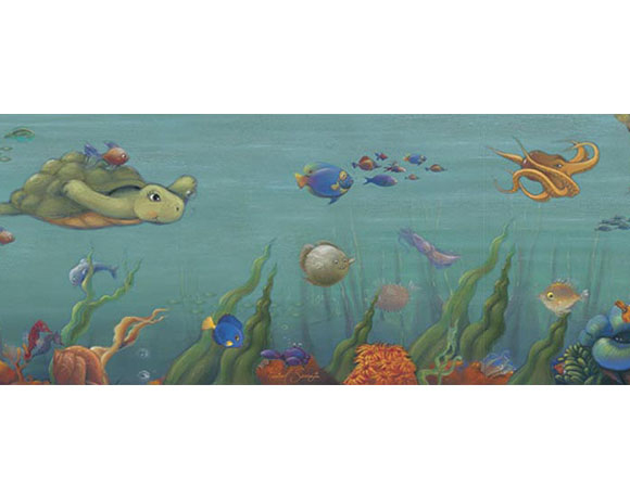 Undersea Pre Pasted Wallpaper Border   RosenberryRoomscom