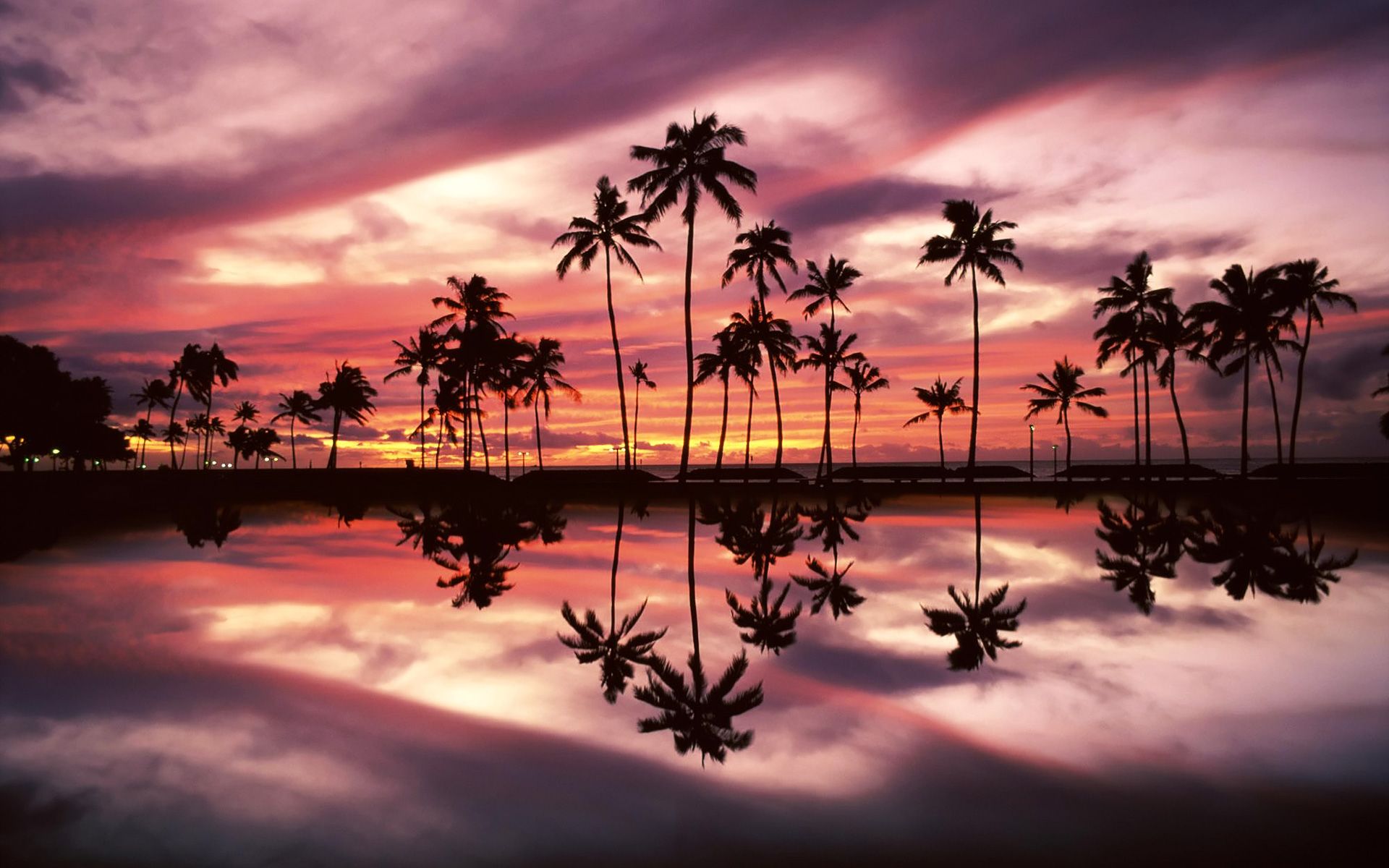 Honolulu Hawaii Sunset Over Ala Moana Beach Park