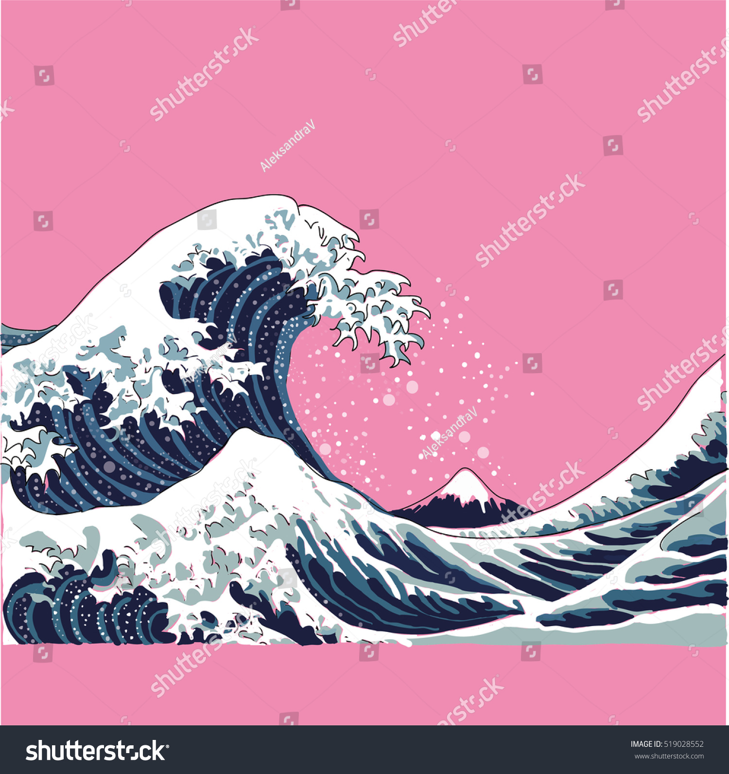 Wave Vector Illustration Japanese Motif Japan Stock