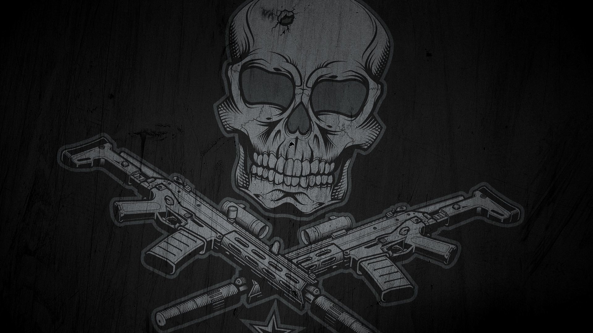 Skull And Guns Wallpaper HD