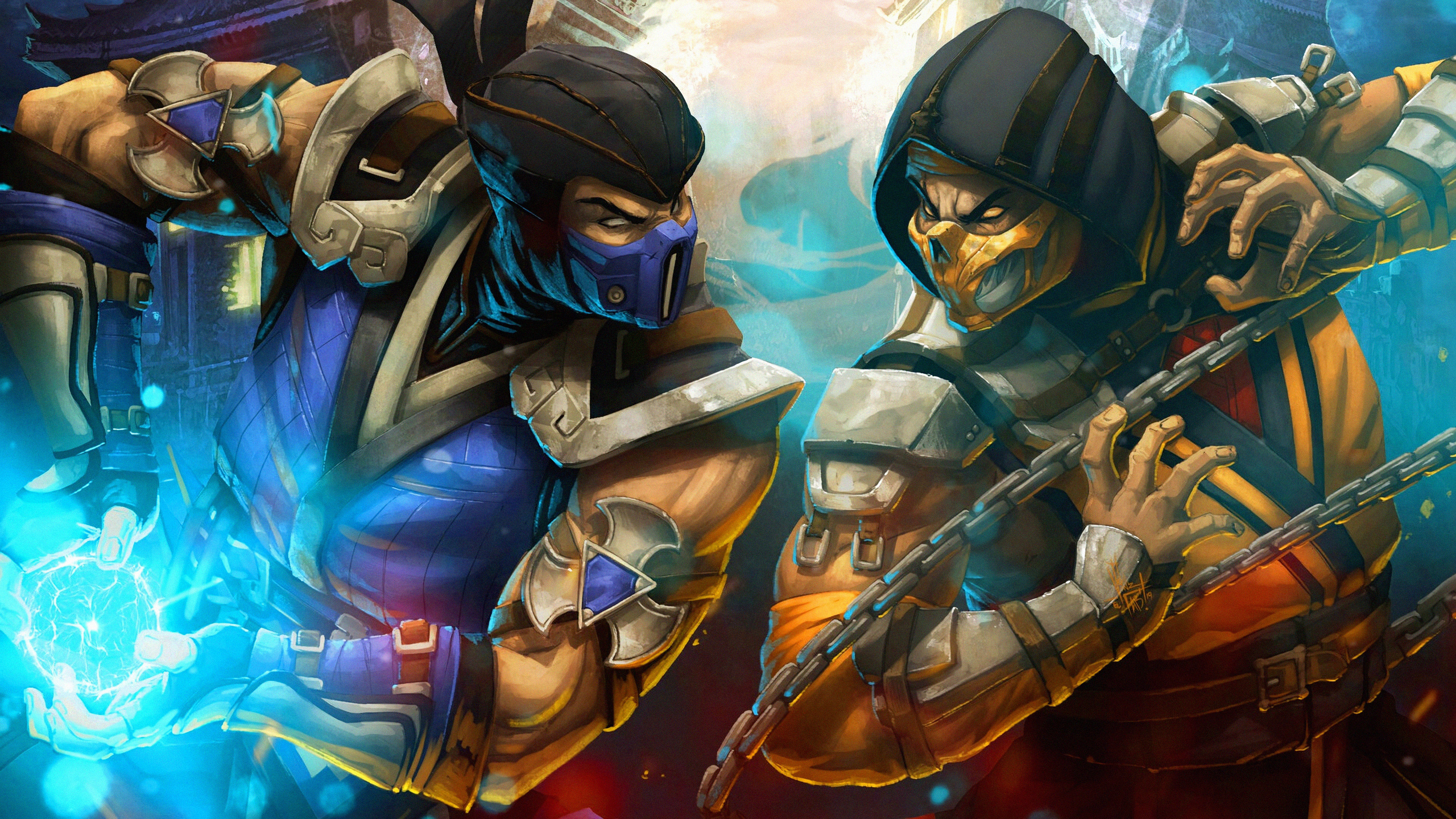 Mortal Kombat characters Sub-Zero and Scorpion facing off
