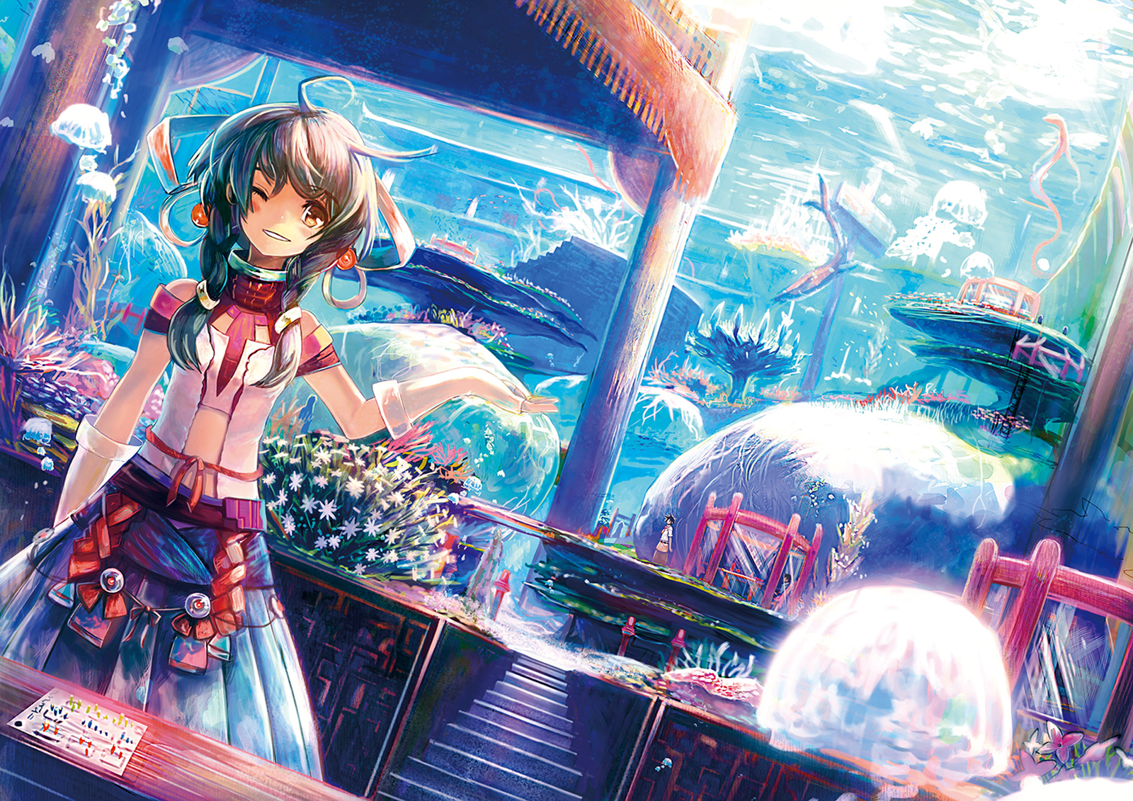 Anime Girl Fantasy Original Underwater Wink HD Wallpaper Desktop Pc