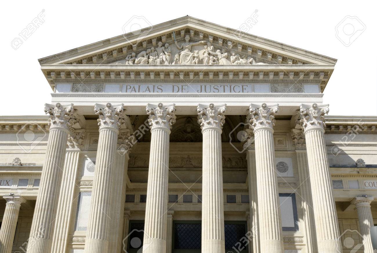 French Courthouse Isolated On White Background Stock Photo