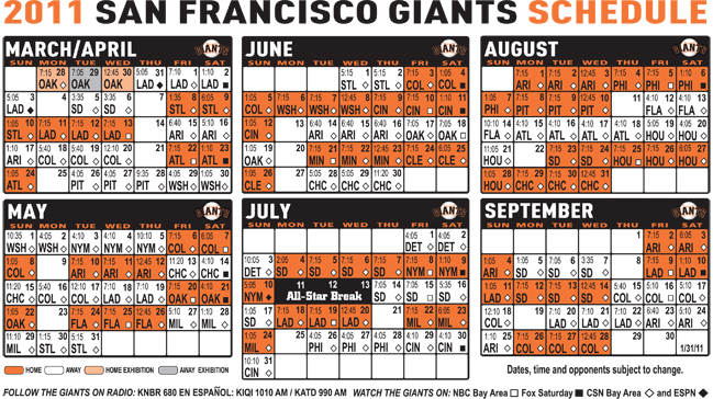 San Francisco Giants Schedule