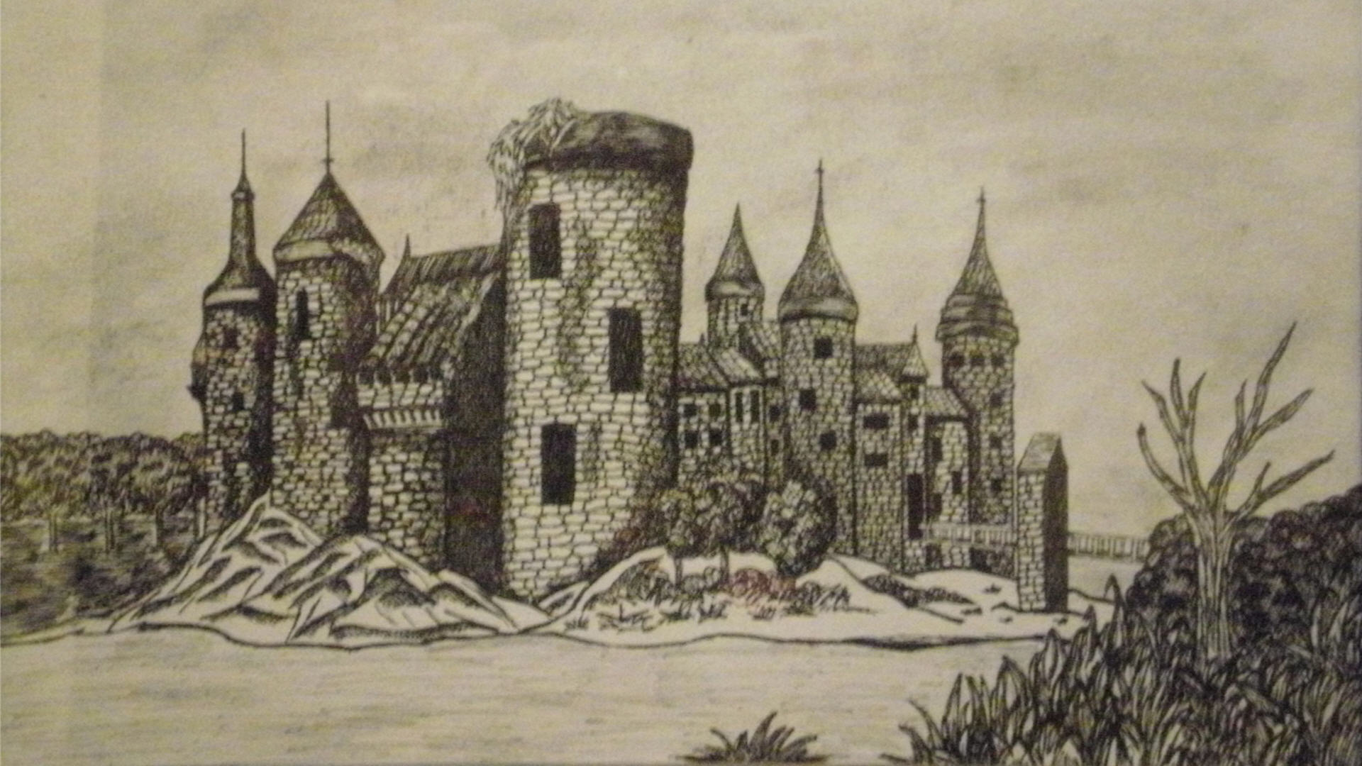Medieval Castle Drawing Wallpaper HD 1920x1080 3433