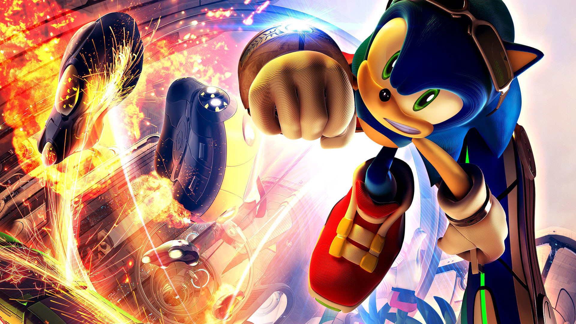 Sonic the Hedgehog in action, showcasing dynamic movement and vibrant colors from a high-definition wallpaper