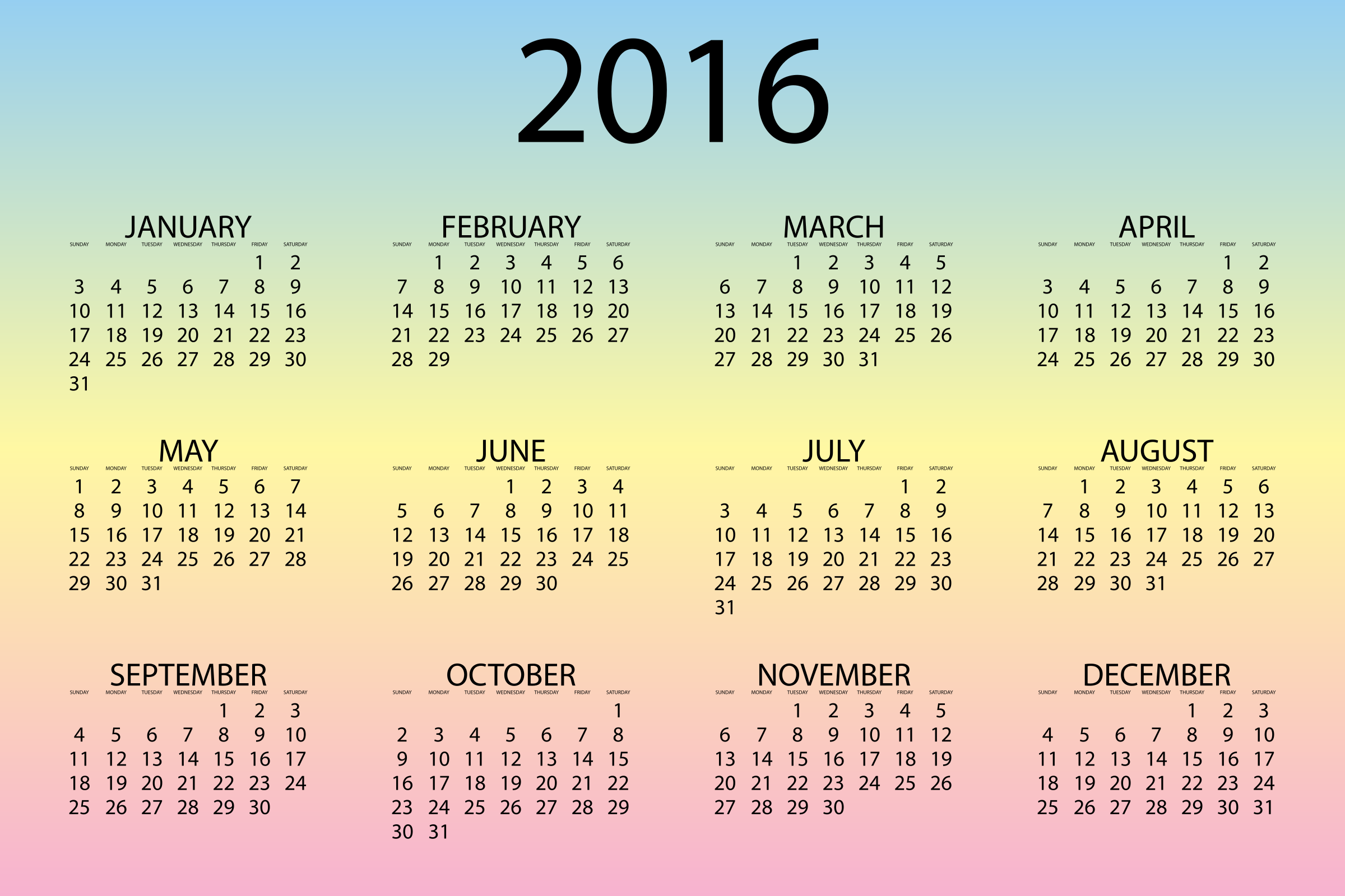 2016 Calendar Pastel by GDJ