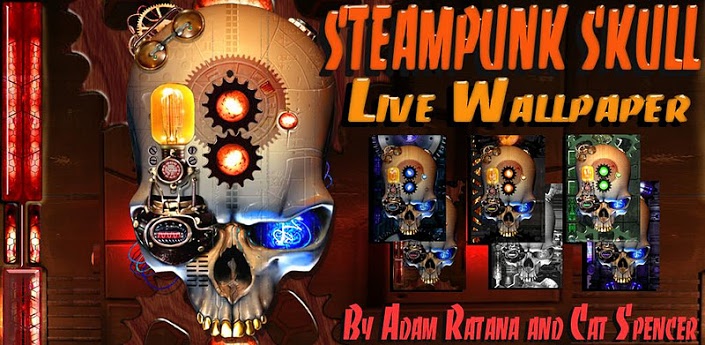 Over Steampunk Skull With Animated Gears Bulbs And Touch Effects