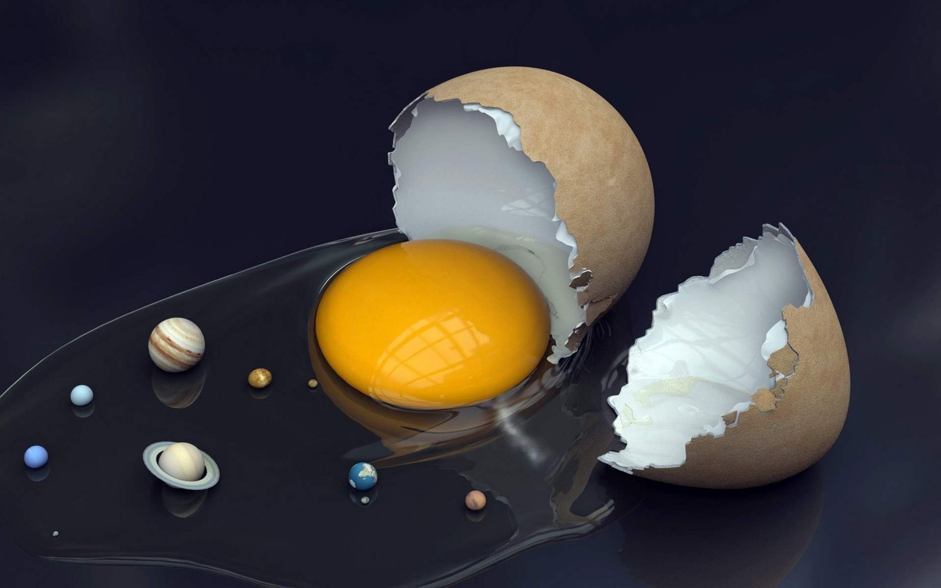 Solar System In A Cracked Egg Wallpaper