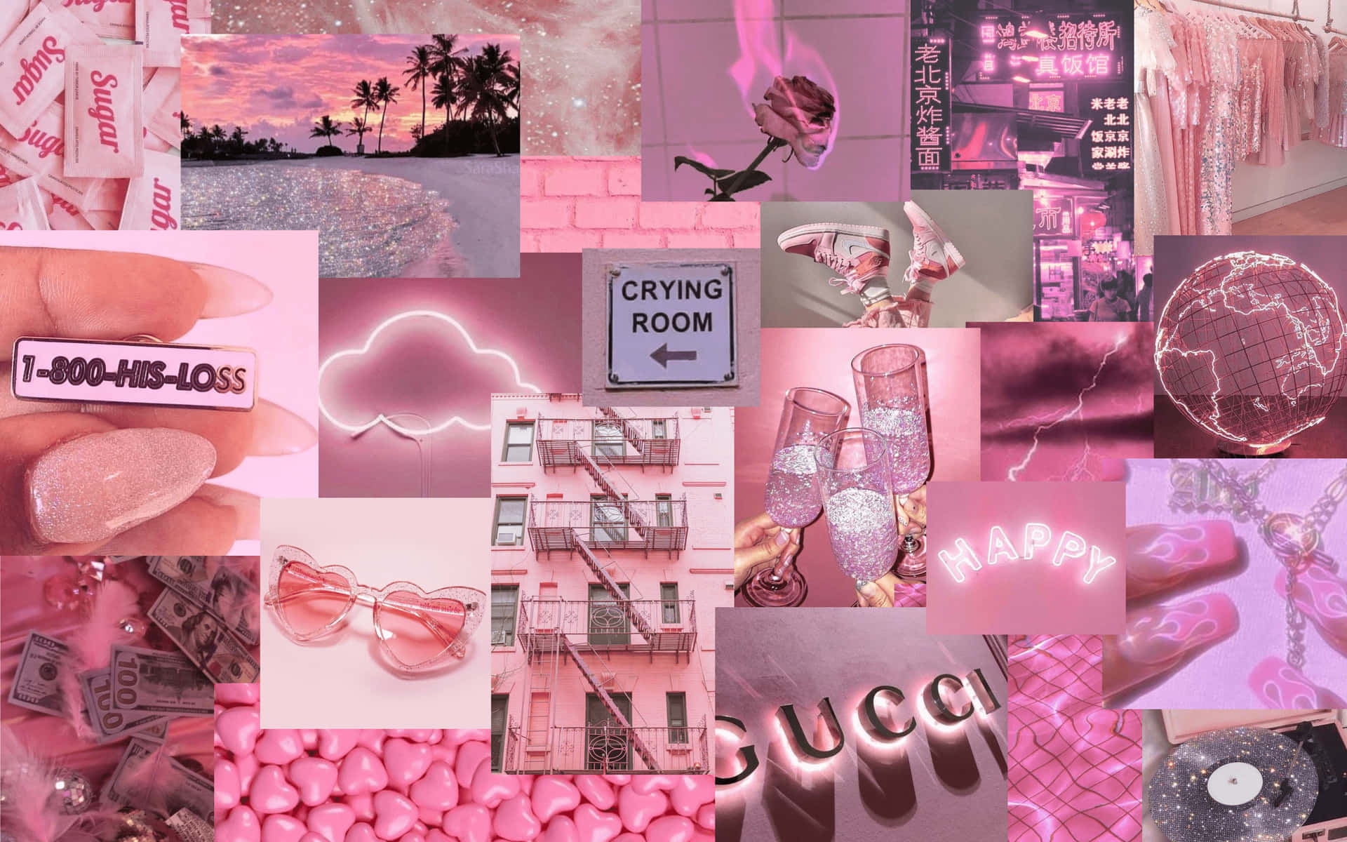 Aesthetic Laptop Collage Wallpaper