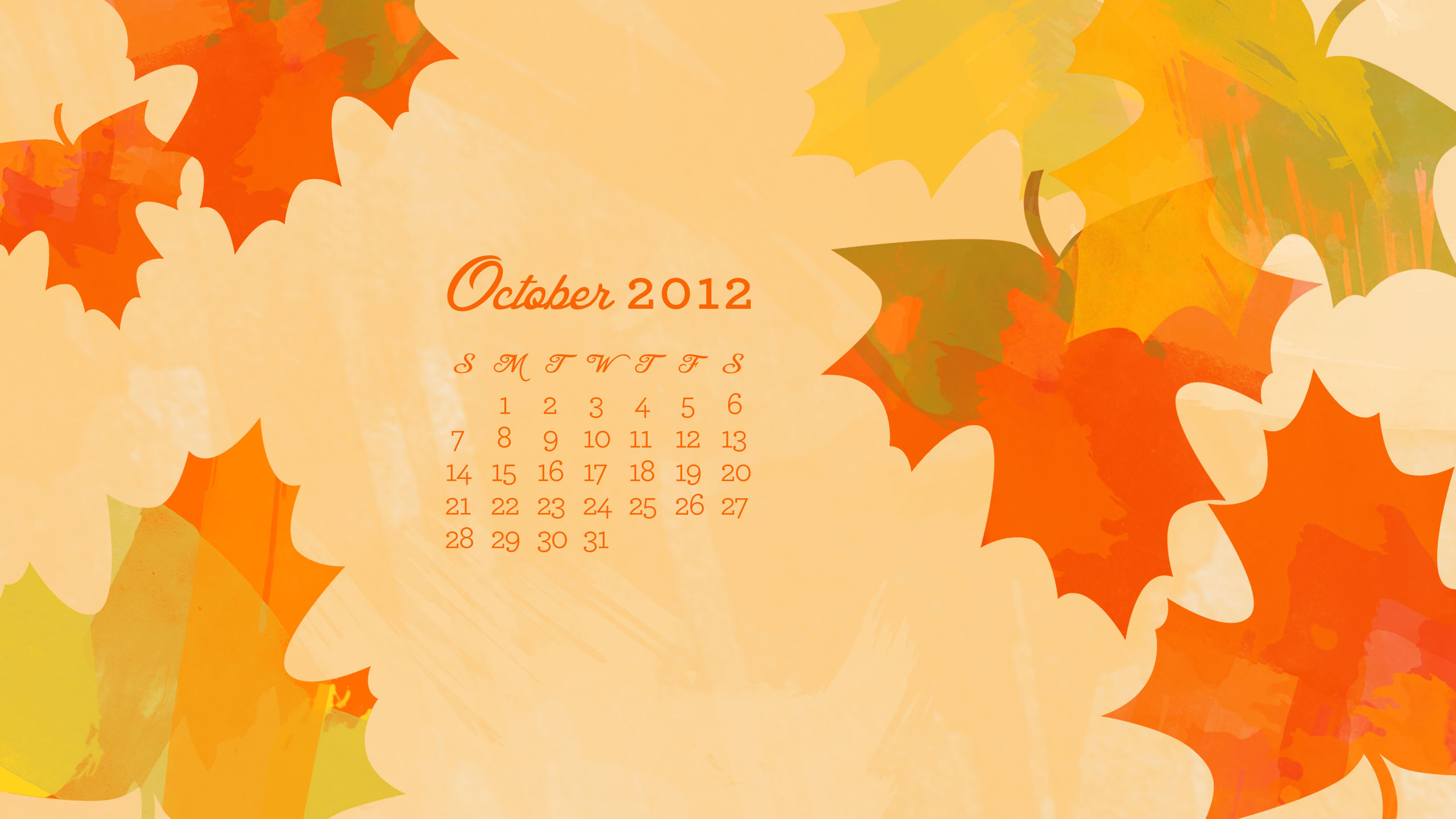 October Desktop iPhone iPad Calendar Wallpaper Sarah Hearts