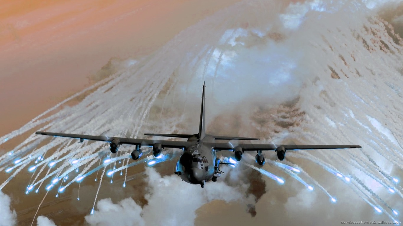 Lockheed Ac Shooting Flares Wallpaper