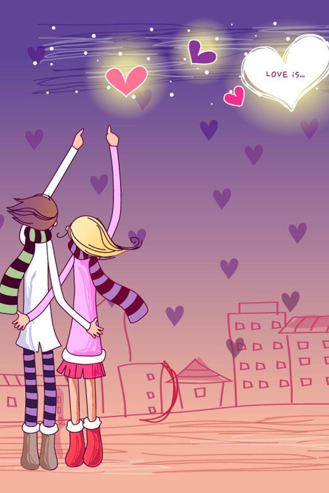 Cartoon Boy and Girl iPhone Wallpaper