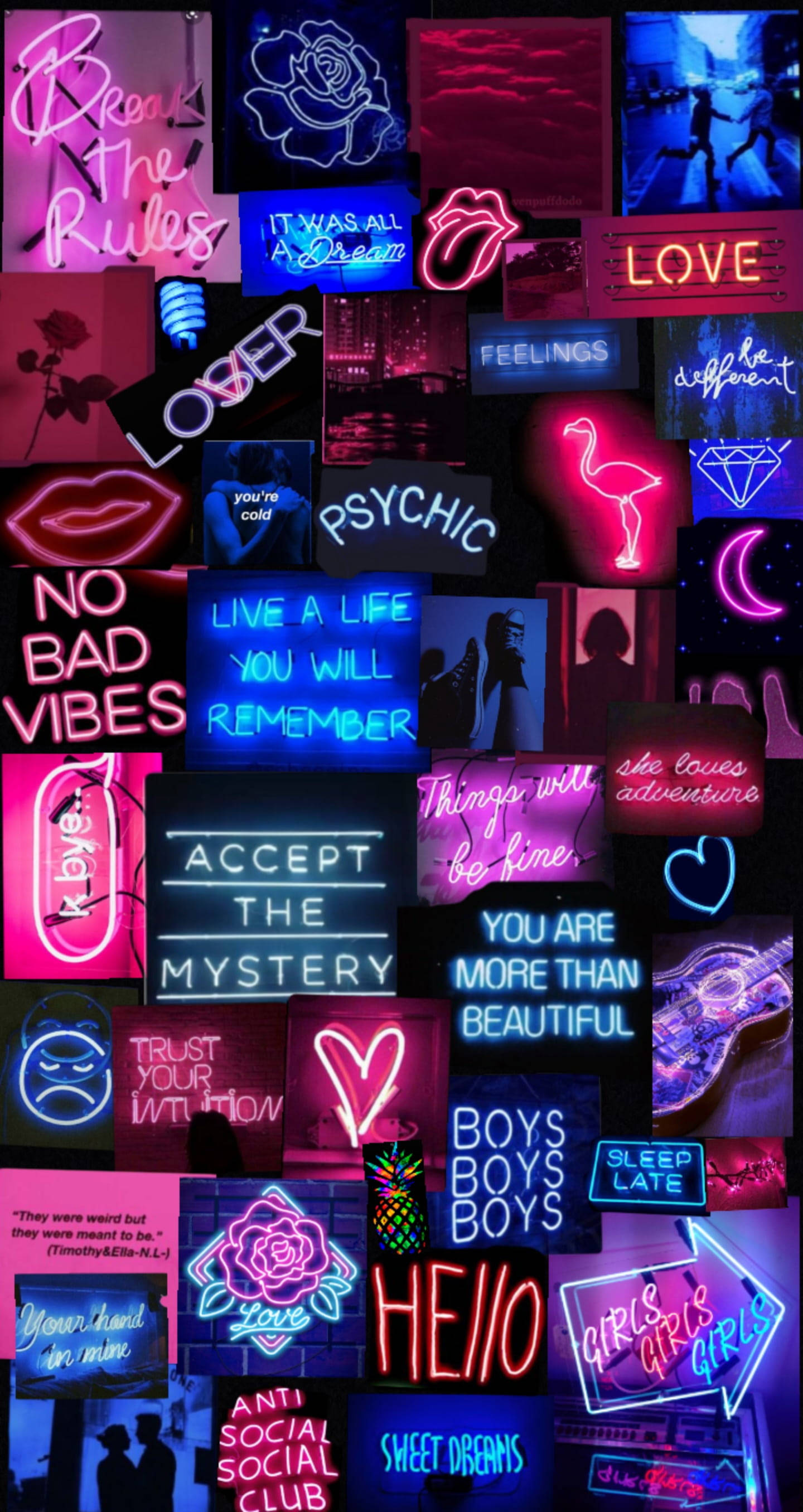 Photo Collage Neon Aesthetic iPhone Wallpaper