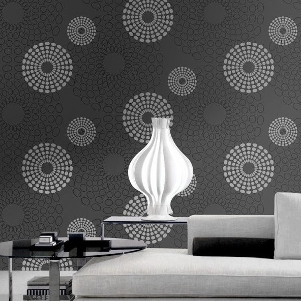 Modern Dotted Circle Pattern Black and white Wallpaper Design
