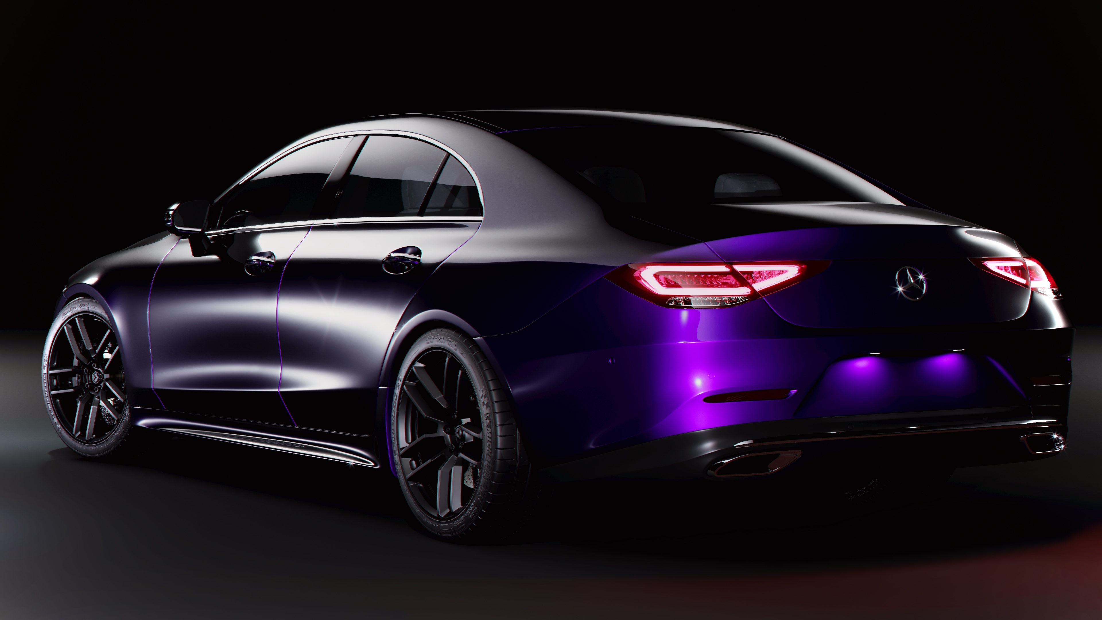 Mercedes Benz Cls Rear Purple Back 4k Wallpaper For Desktop
