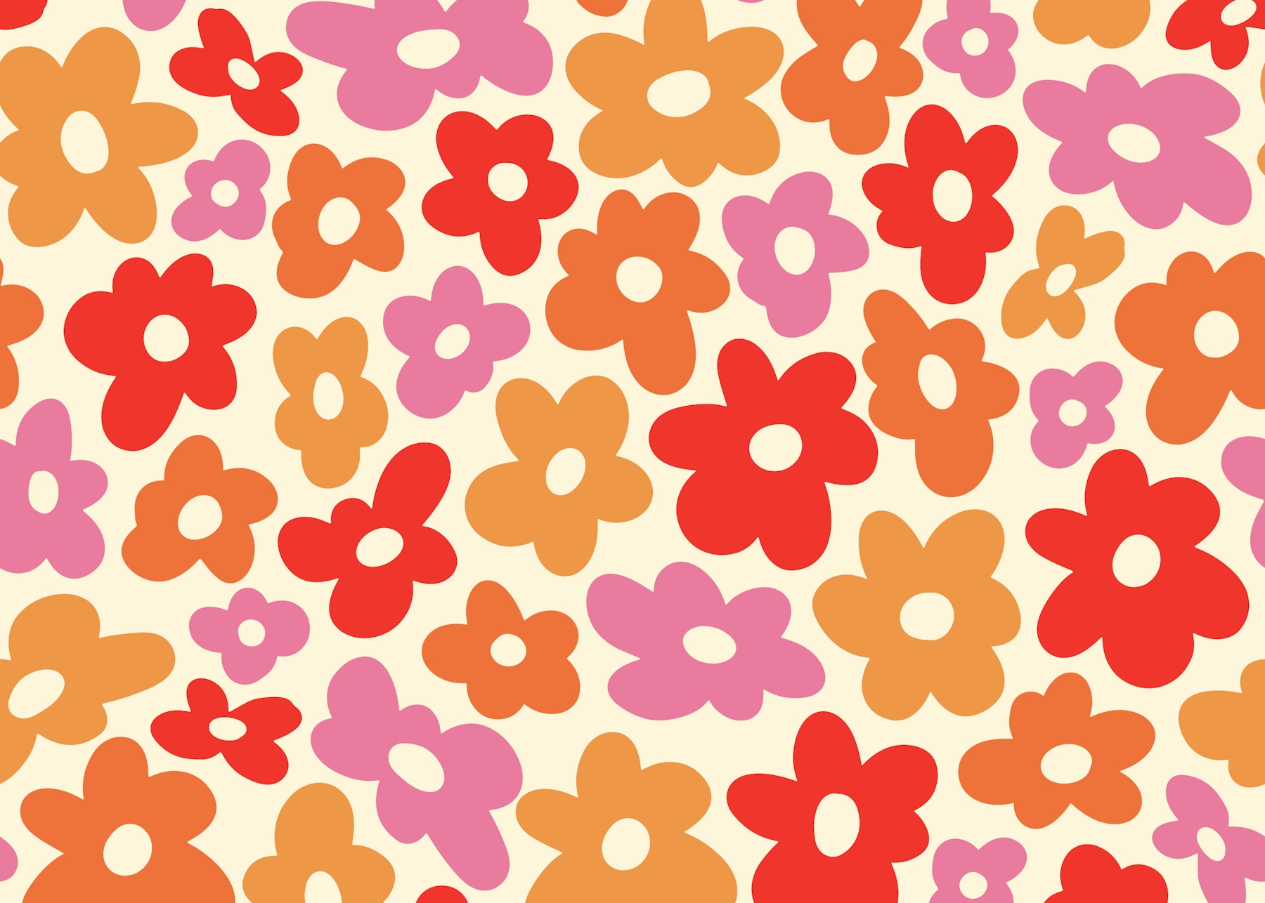 Retro Groovy Flower Prints Wallpaper