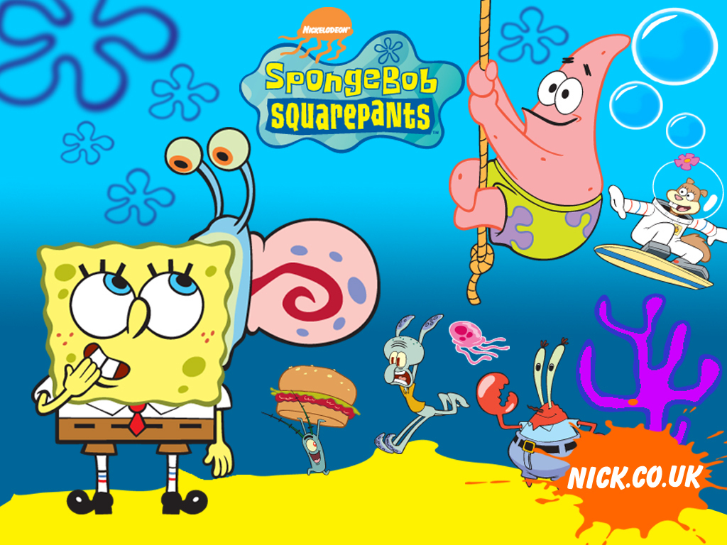 Spongebob Squarepants and friends underwater scene wallpaper