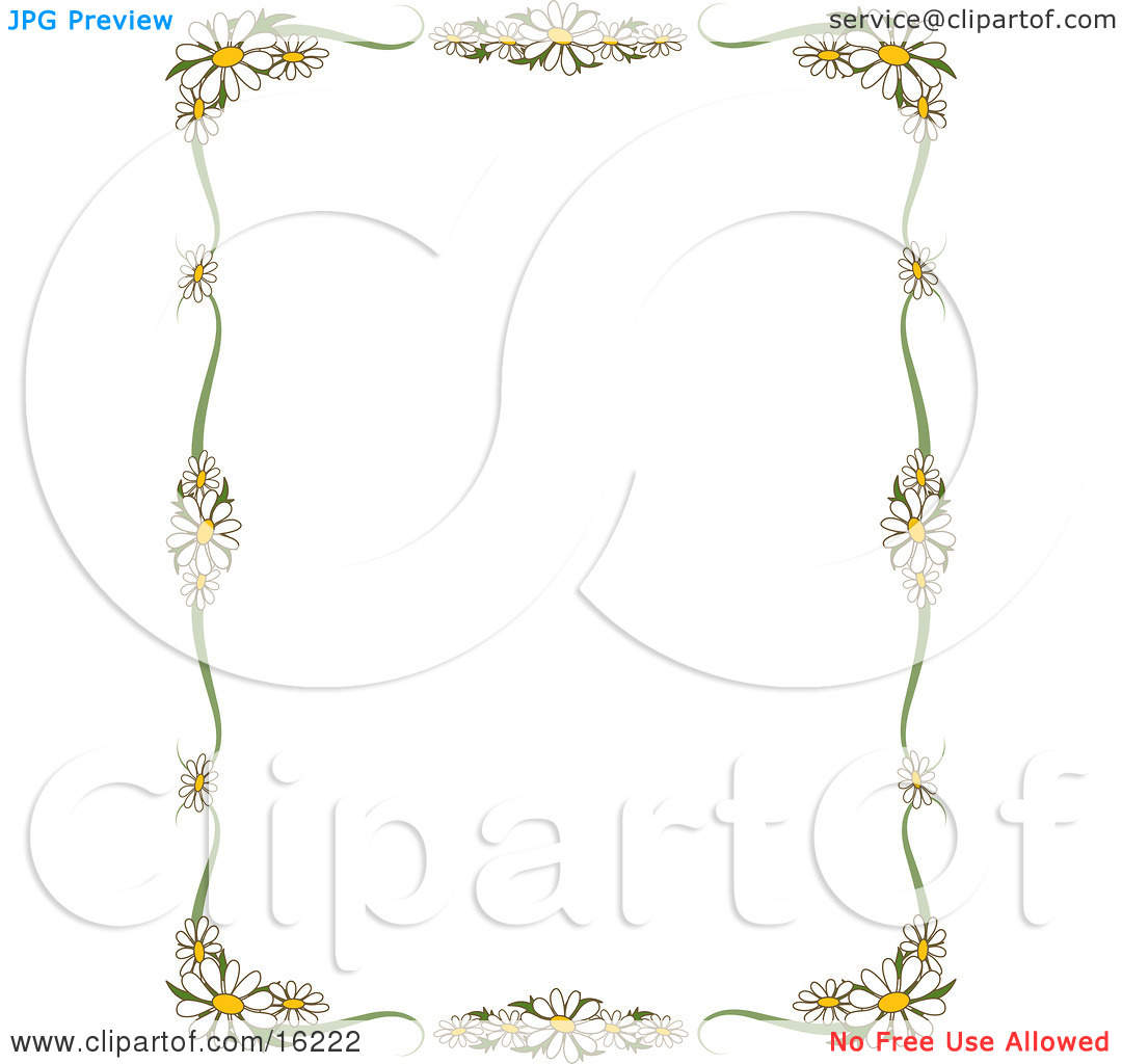 Border Of White Daisy Flowers With Yellow Centers Framing A