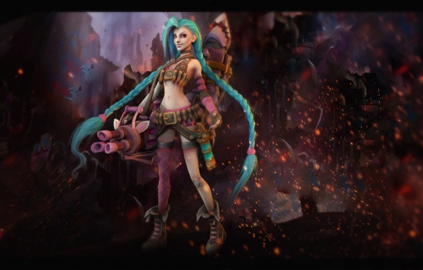 Jinx League Of Legends Loose Cannon Girl Weapon Wallpaper Photos