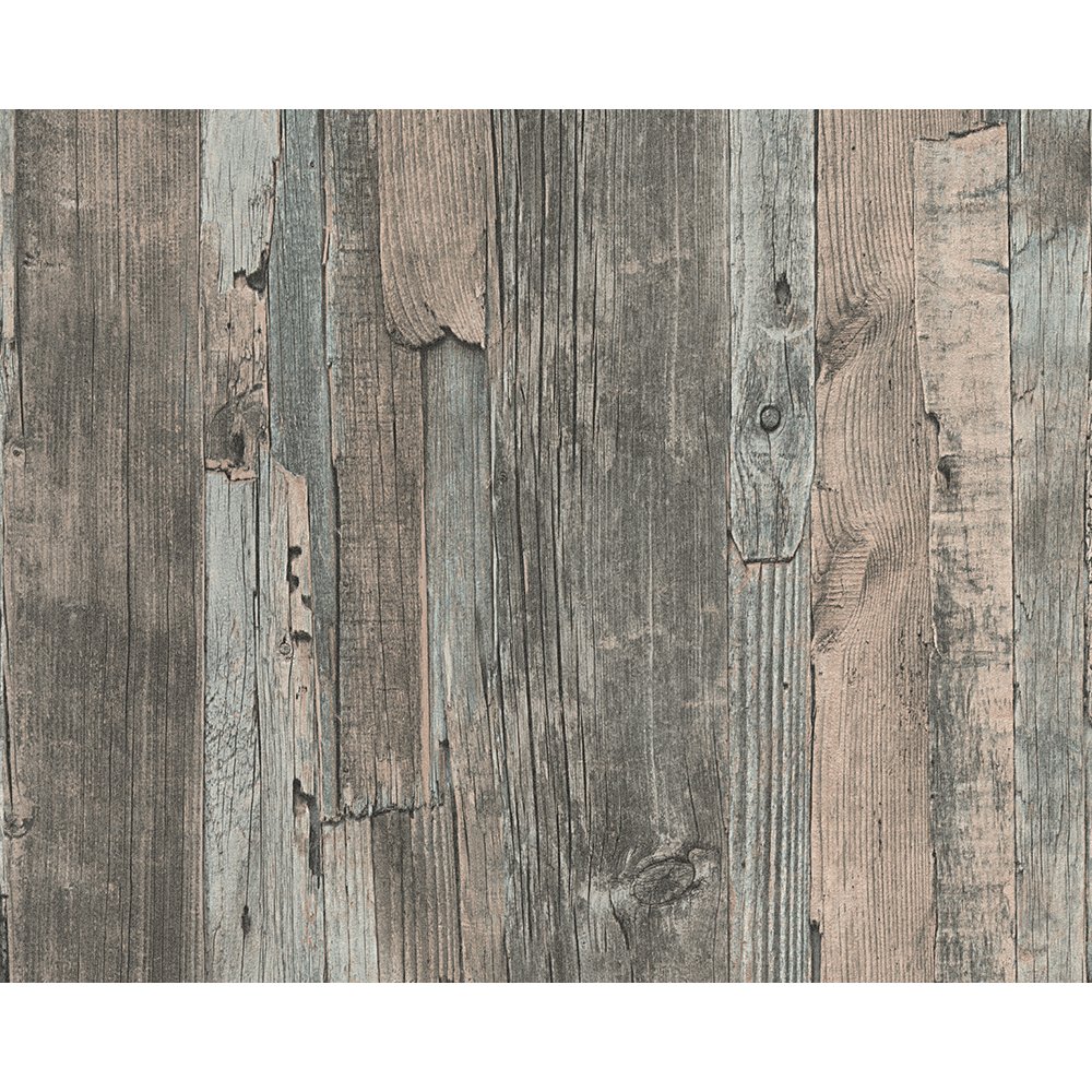 Distressed Driftwood Wood Panel Faux Effect Embossed Wallpaper