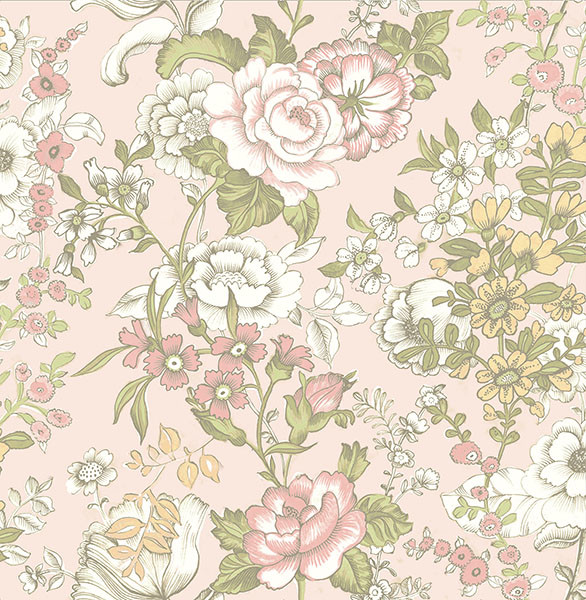 Bohemian Floral Wallpaper Pink Bolt Traditional Wall Decor By