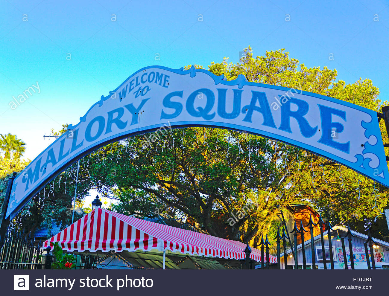 Mallory Square Sign In Key West Stock Photo