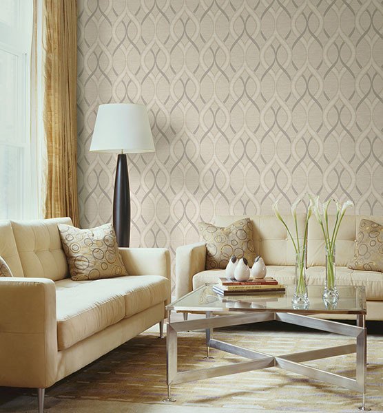 Frequency Beige Ogee Wallpaper From The Symetrie Collection By Brewste