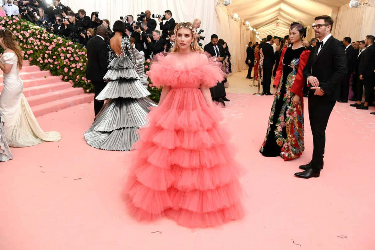 Glamorous Celebrities At Met Gala Red Carpet Wallpaper