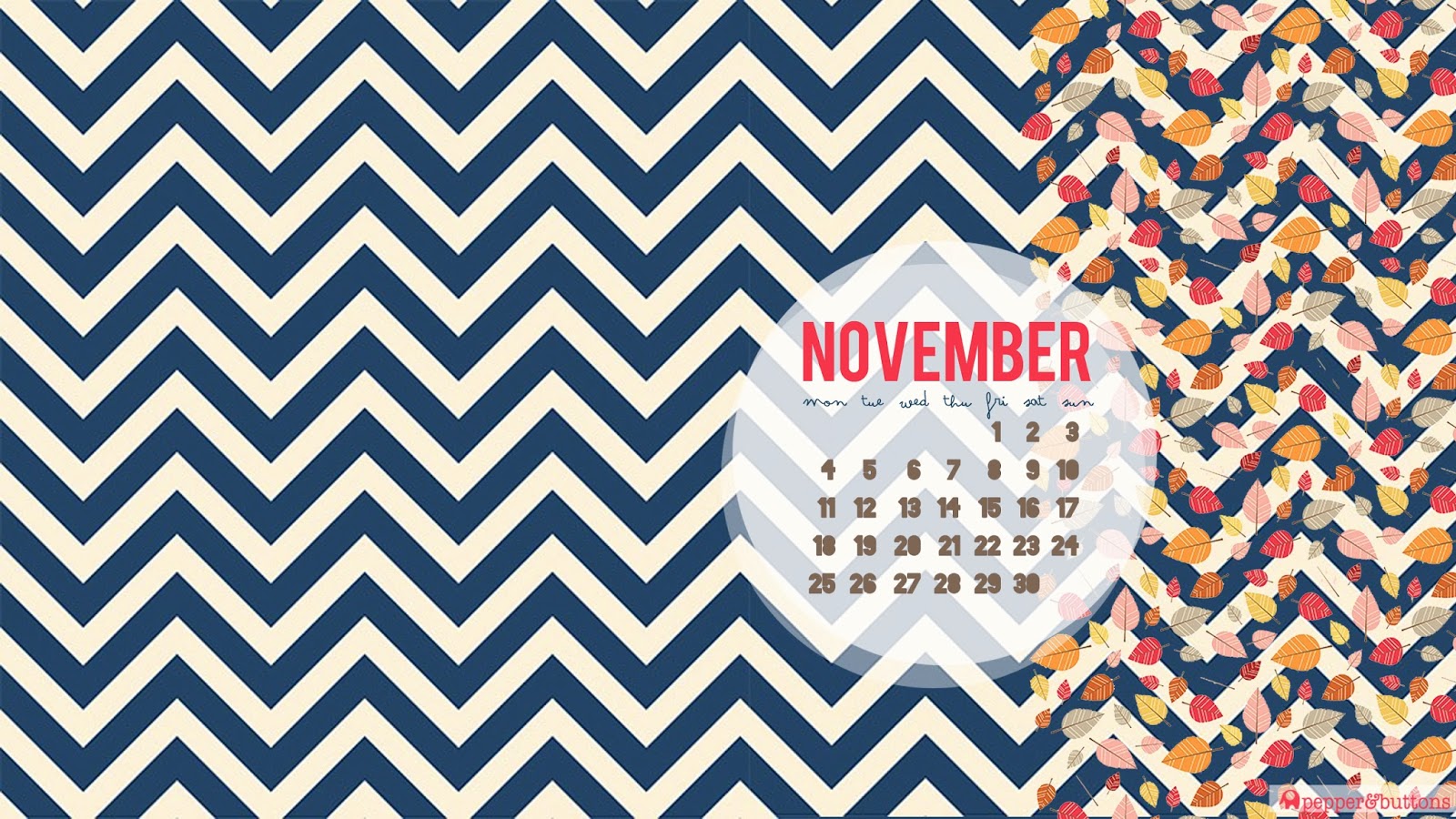 Pepper And Buttons November Desktop Calendar