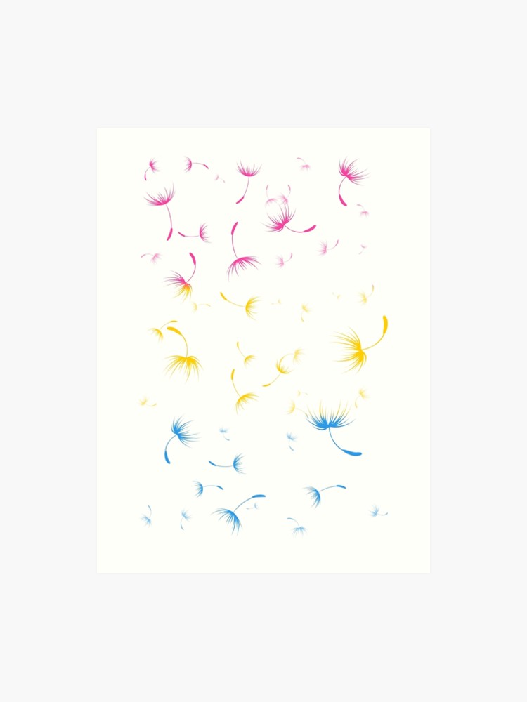 Dandelion Seeds Pansexual Pride White Background Art Print By