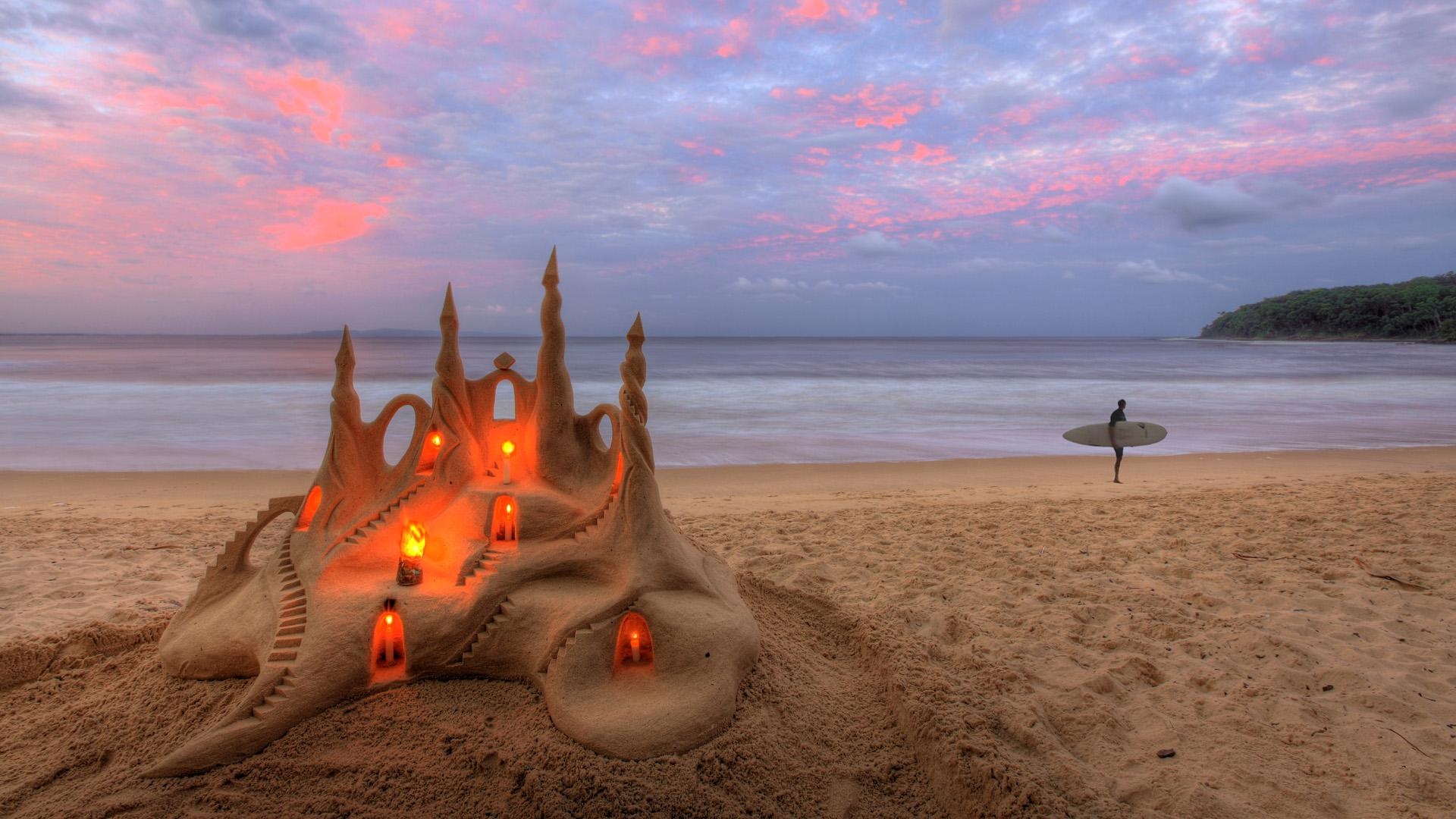 Candles In Sand Castle Wallpapers   1920x1080   467326
