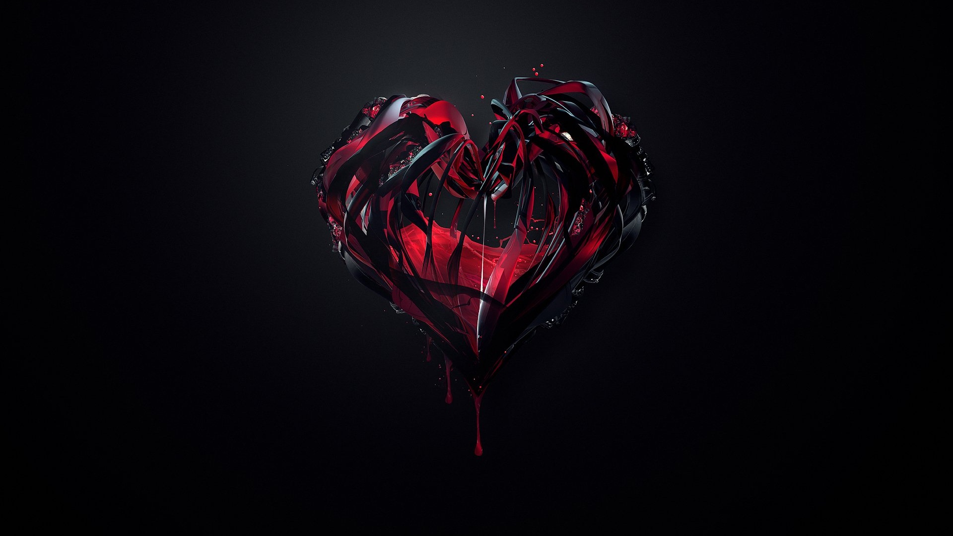 Plain Red Heart Black Background Image