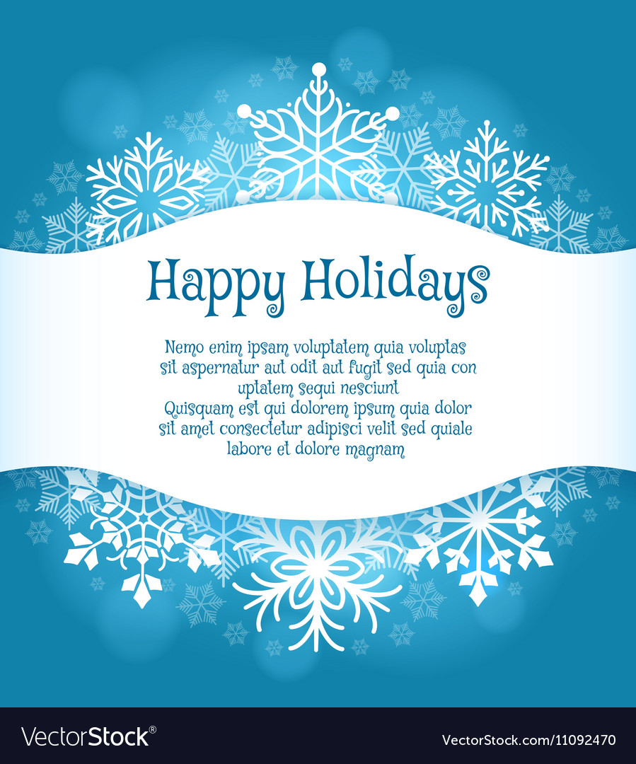 Happy Holidays Blue Background With Snowflakes Vector Image