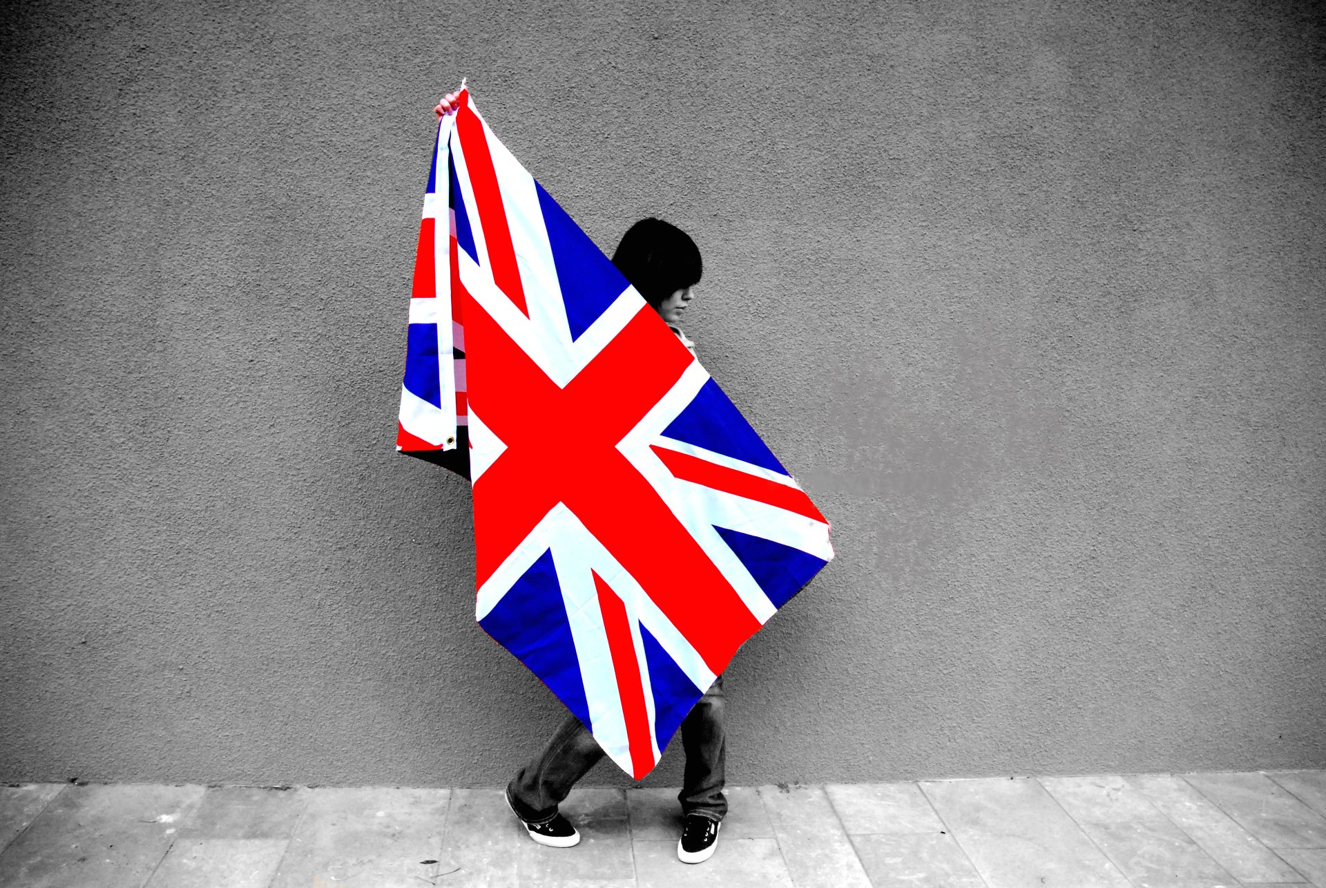 Wallpaper girl with british flag