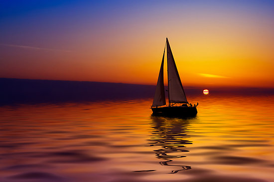 Enjoylife Portfolio Sailboat Against A Beautiful Sunset