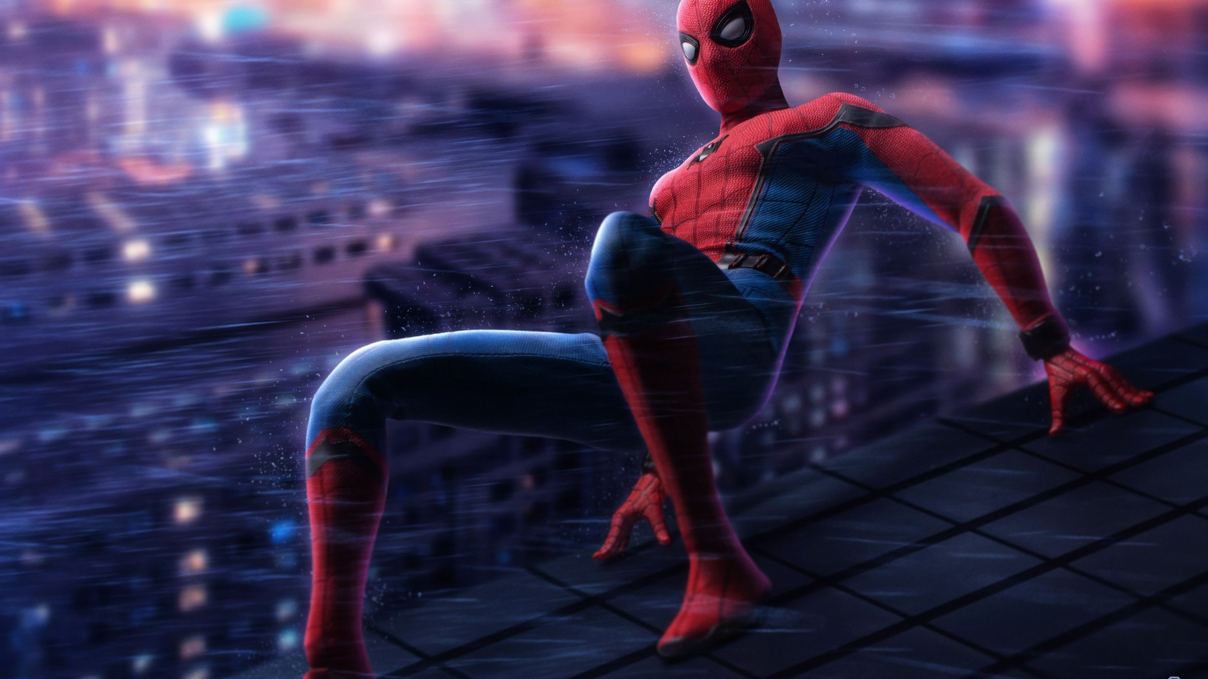Spiderman On The Wall 5k Superheroes Wallpaper