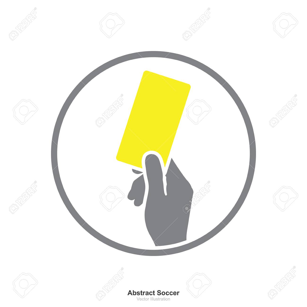 Hand Showing Yellow Card Icon On White Background Abstract Sign