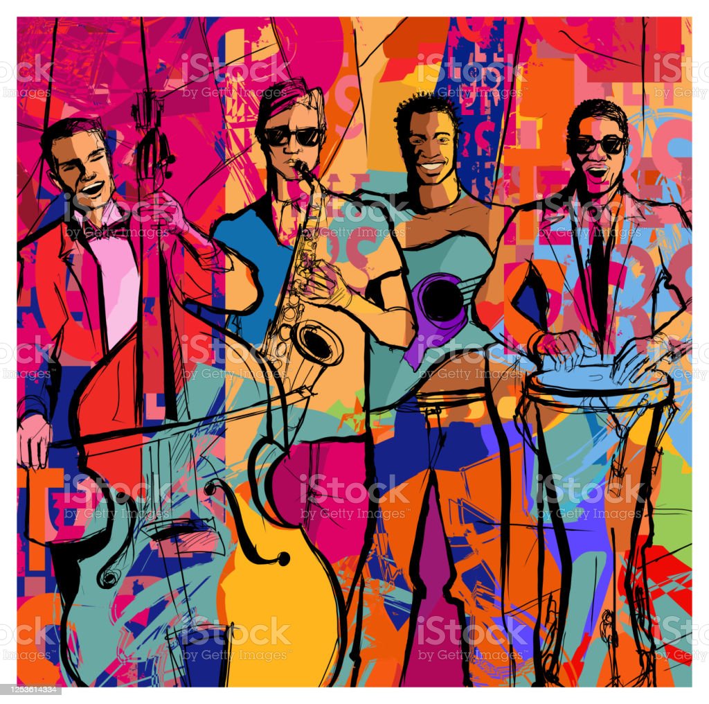 Jazz Band On A Colorful Background Stock Illustration   Download