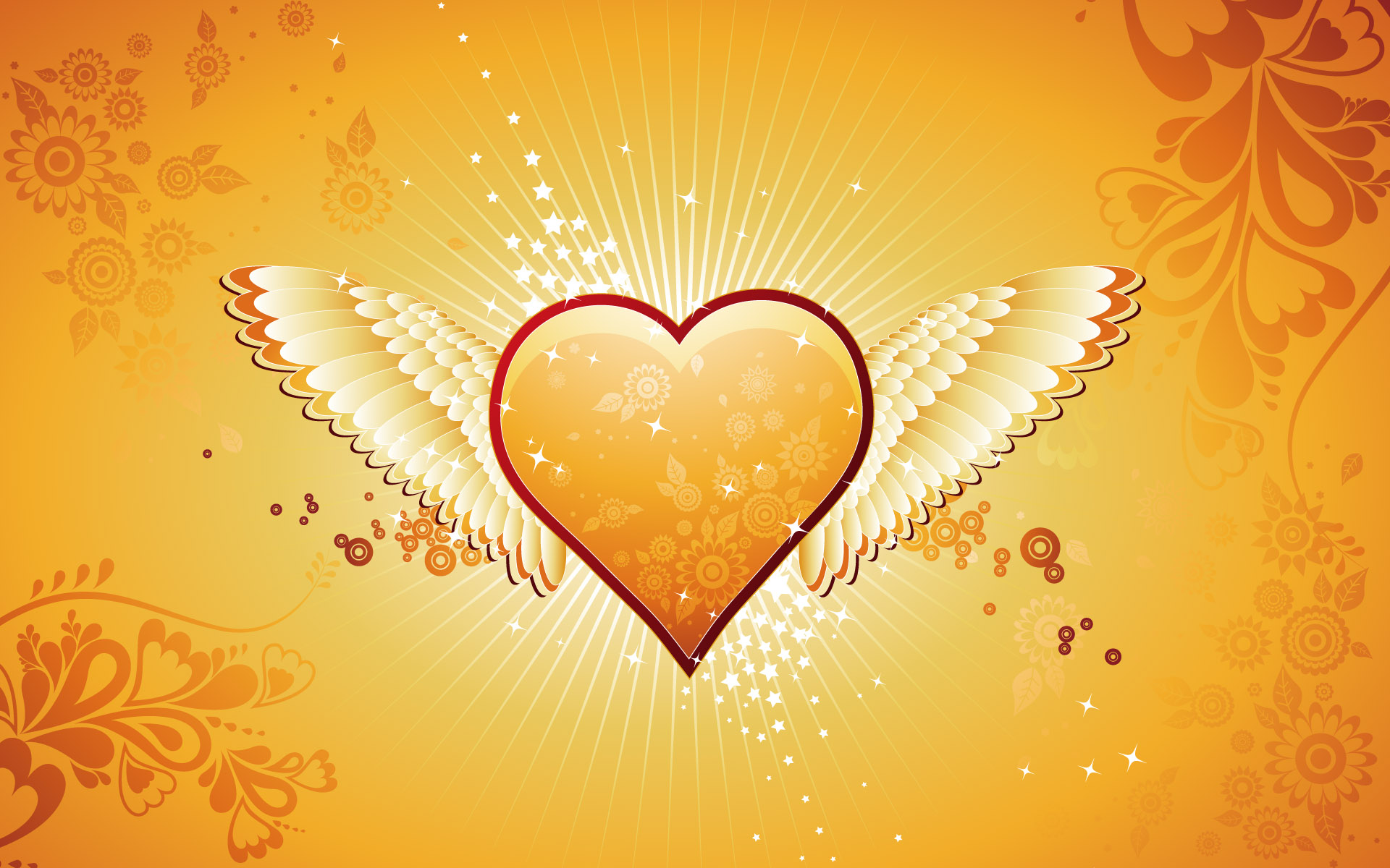 Gold Angel Wings Heart Wallpaper