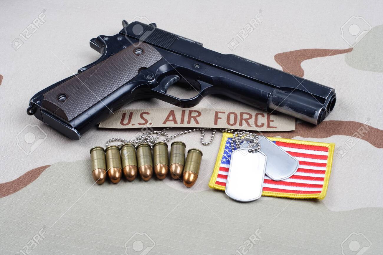 Colt Government With U S Air Force Uniform Background Stock