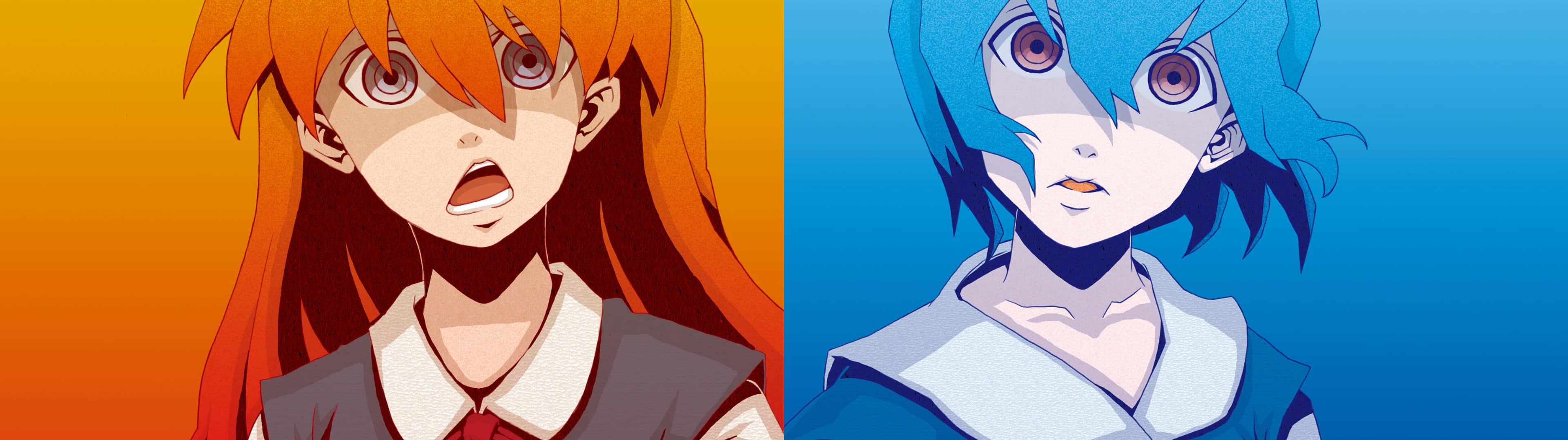 Download Neon Genesis Evangelion Girls 3840x1080 Anime Wallpaper
