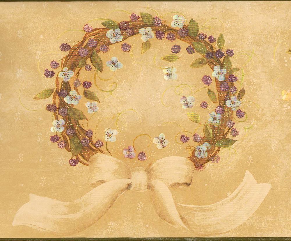 Folk Art Wreath Bows By Carol Endres Sale Wallpaper Border