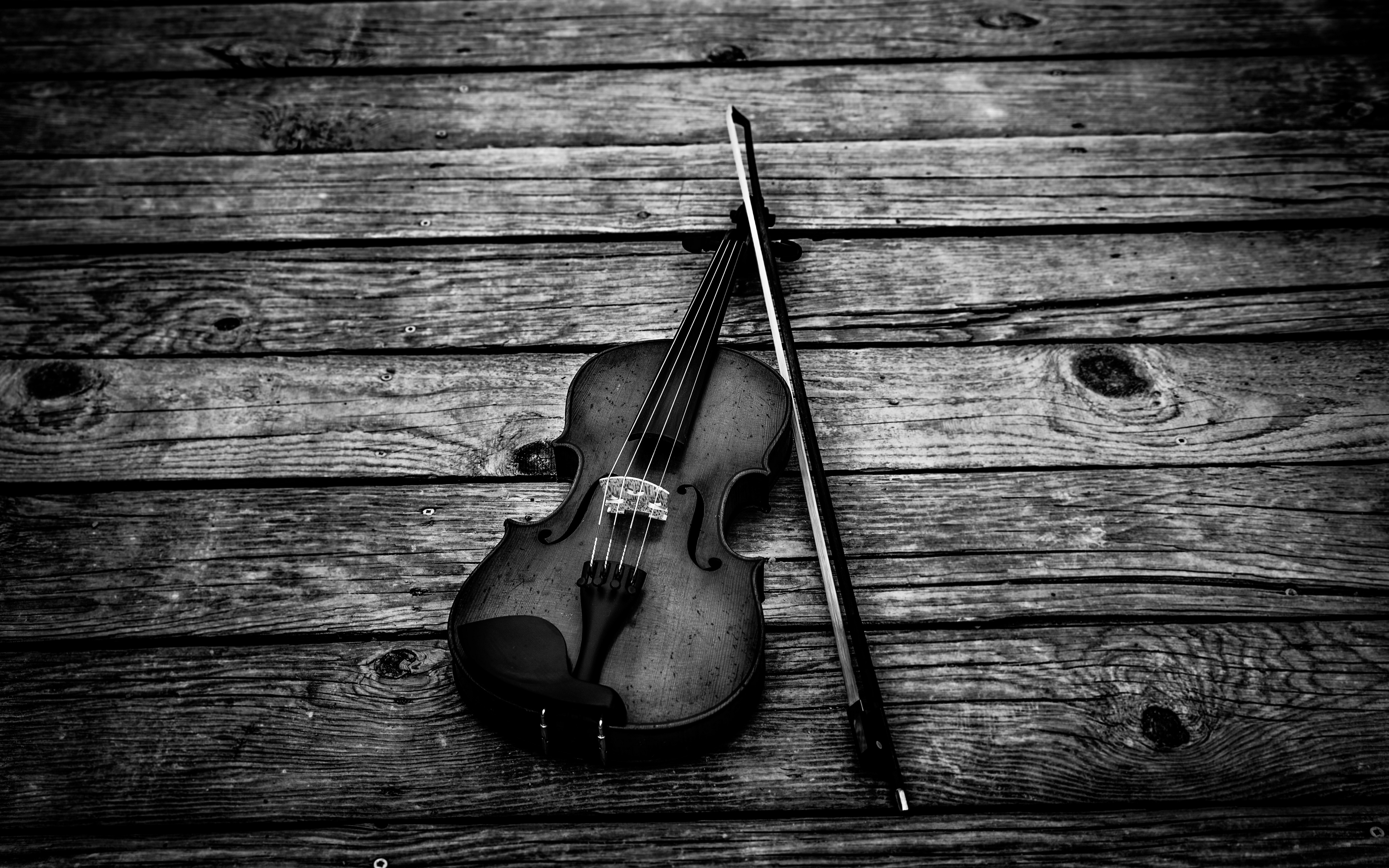 Wallpaper Violin Bw Bow Musical